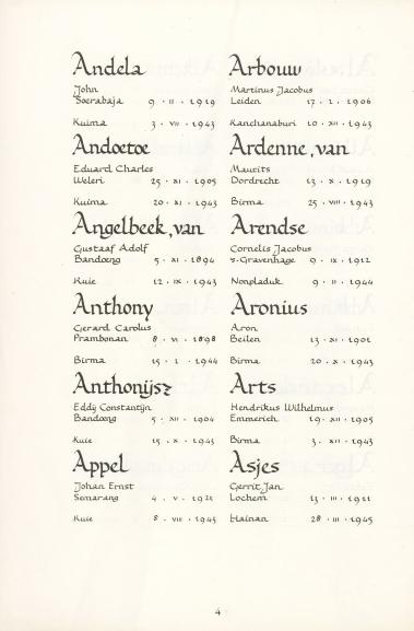 Pagina uit de oorspronkelijke Erelijst