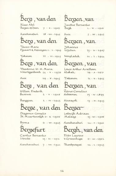 Pagina uit de oorspronkelijke Erelijst