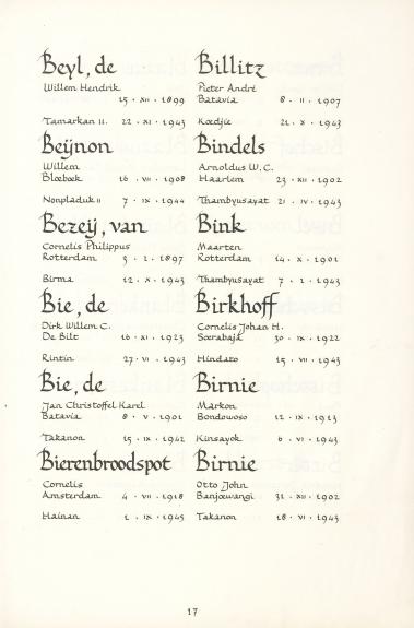 Pagina uit de oorspronkelijke Erelijst