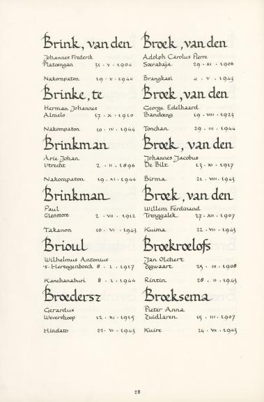 Pagina uit de oorspronkelijke Erelijst