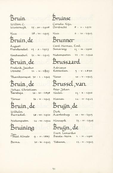Pagina uit de oorspronkelijke Erelijst