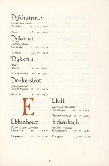 Pagina uit de oorspronkelijke Erelijst