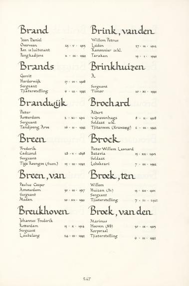 Pagina uit de oorspronkelijke Erelijst