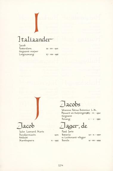 Pagina uit de oorspronkelijke Erelijst