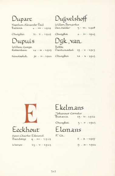 Pagina uit de oorspronkelijke Erelijst