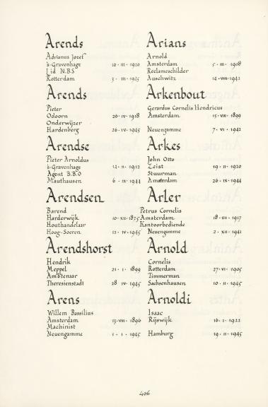 Pagina uit de oorspronkelijke Erelijst