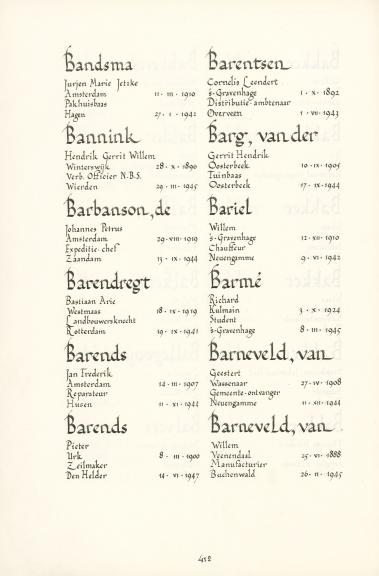 Pagina uit de oorspronkelijke Erelijst