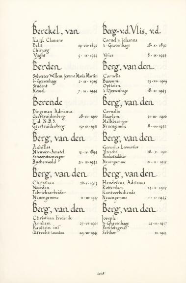 Pagina uit de oorspronkelijke Erelijst