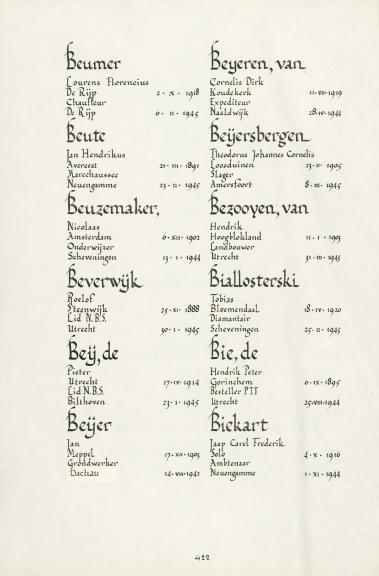 Pagina uit de oorspronkelijke Erelijst