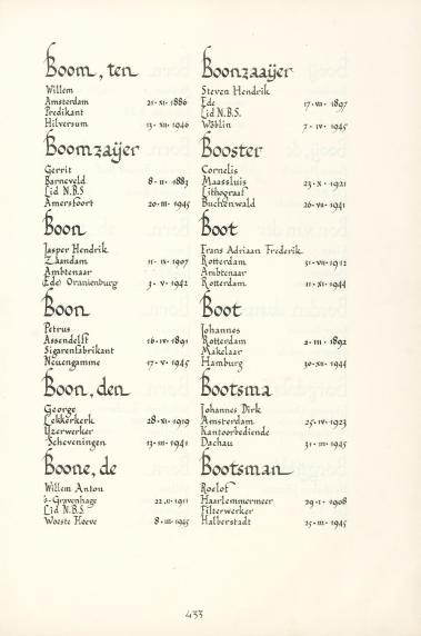 Pagina uit de oorspronkelijke Erelijst