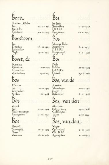 Pagina uit de oorspronkelijke Erelijst