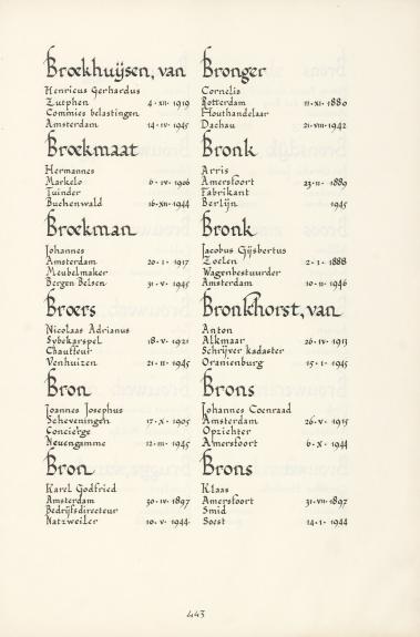 Pagina uit de oorspronkelijke Erelijst