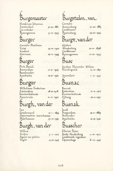 Pagina uit de oorspronkelijke Erelijst
