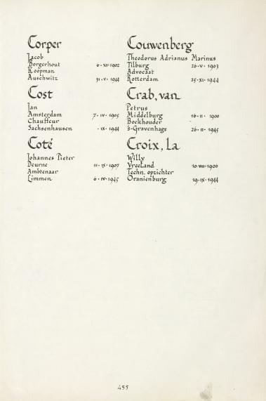 Pagina uit de oorspronkelijke Erelijst