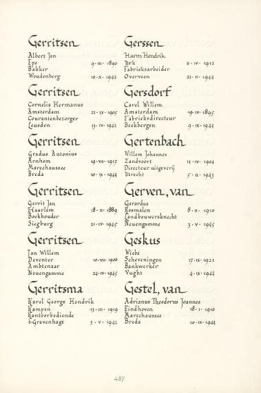Pagina uit de oorspronkelijke Erelijst