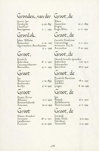Pagina uit de oorspronkelijke Erelijst