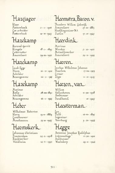 Pagina uit de oorspronkelijke Erelijst