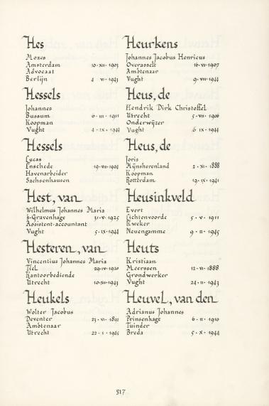 Pagina uit de oorspronkelijke Erelijst