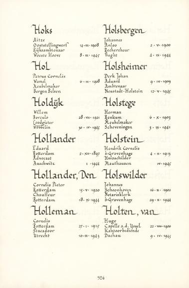 Pagina uit de oorspronkelijke Erelijst