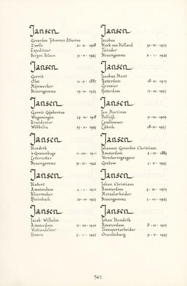 Pagina uit de oorspronkelijke Erelijst