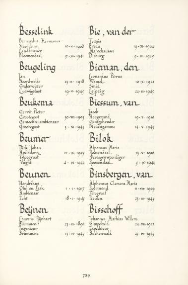 Pagina uit de oorspronkelijke Erelijst