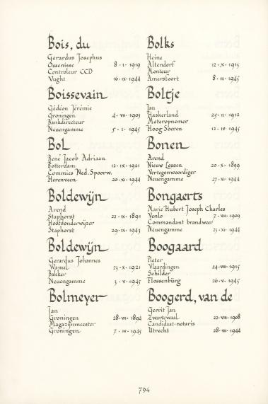 Pagina uit de oorspronkelijke Erelijst