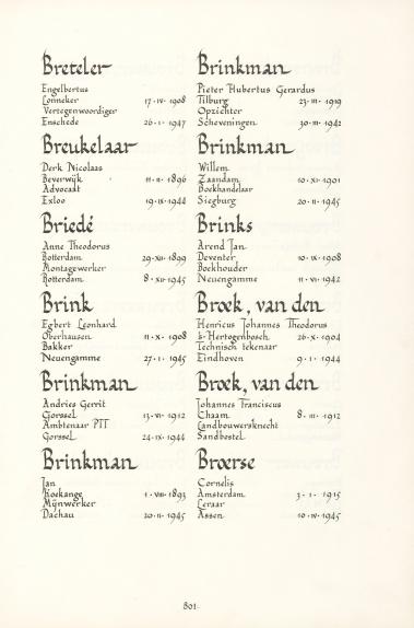 Pagina uit de oorspronkelijke Erelijst
