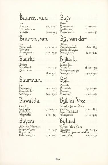 Pagina uit de oorspronkelijke Erelijst