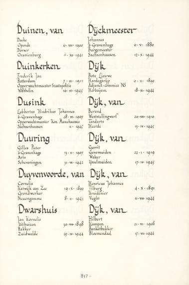 Pagina uit de oorspronkelijke Erelijst