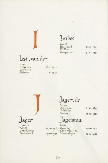Pagina uit de oorspronkelijke Erelijst