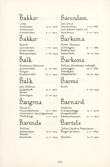 Pagina uit de oorspronkelijke Erelijst