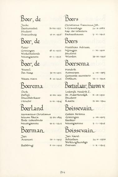 Pagina uit de oorspronkelijke Erelijst