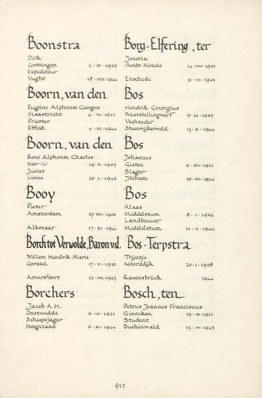Pagina uit de oorspronkelijke Erelijst