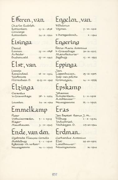 Pagina uit de oorspronkelijke Erelijst