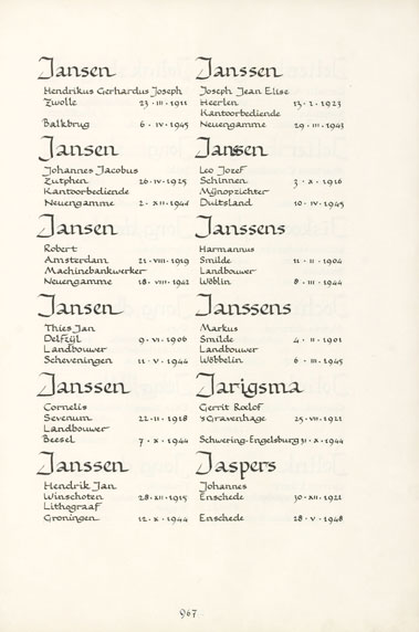 Pagina uit de oorspronkelijke Erelijst
