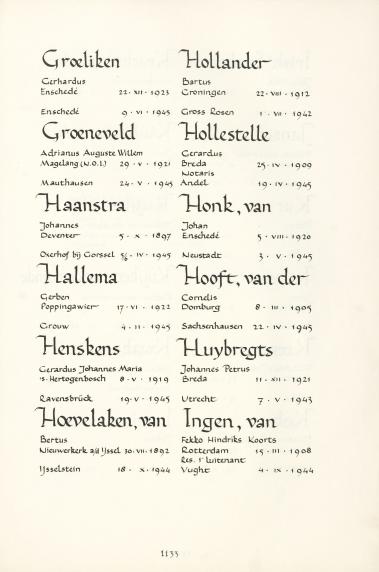 Pagina uit de oorspronkelijke Erelijst