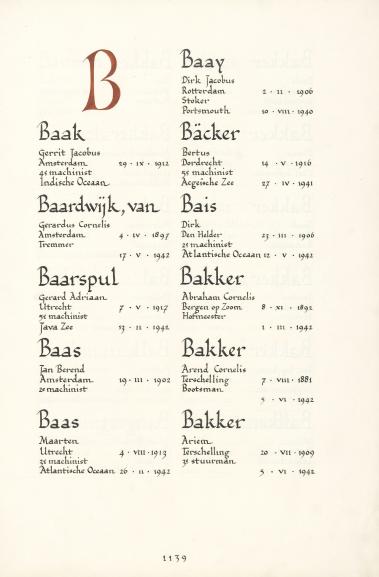 Pagina uit de oorspronkelijke Erelijst