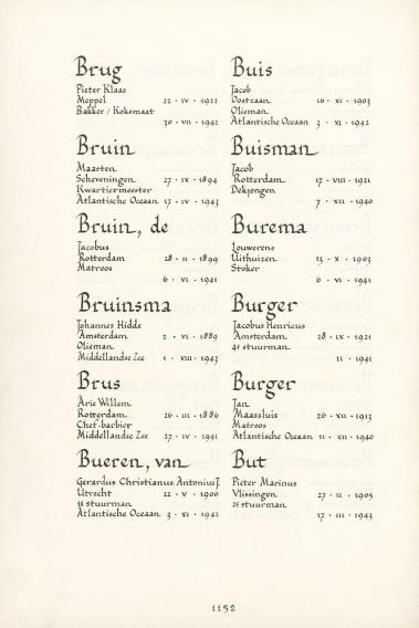 Pagina uit de oorspronkelijke Erelijst
