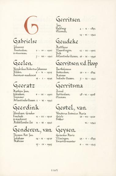 Pagina uit de oorspronkelijke Erelijst