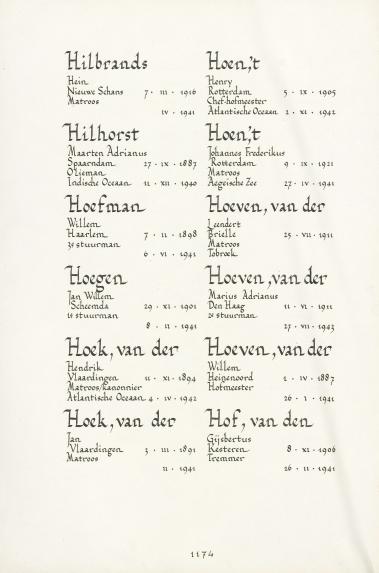 Pagina uit de oorspronkelijke Erelijst