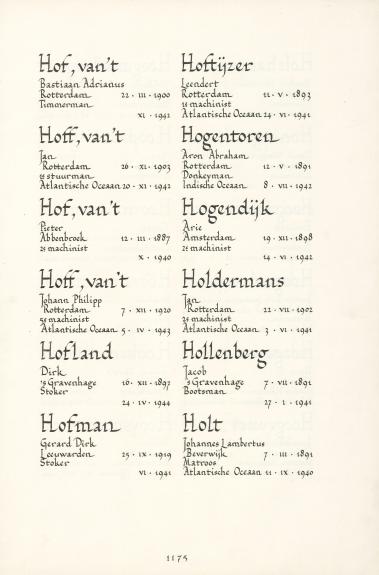 Pagina uit de oorspronkelijke Erelijst