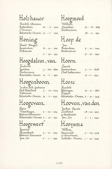 Pagina uit de oorspronkelijke Erelijst