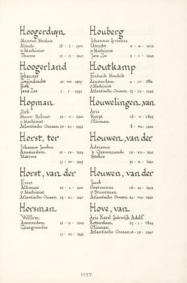 Pagina uit de oorspronkelijke Erelijst