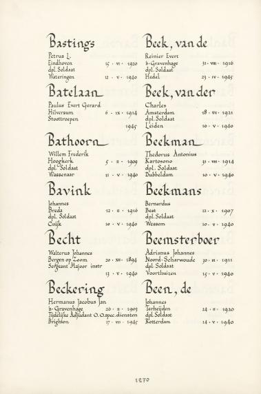 Pagina uit de oorspronkelijke Erelijst