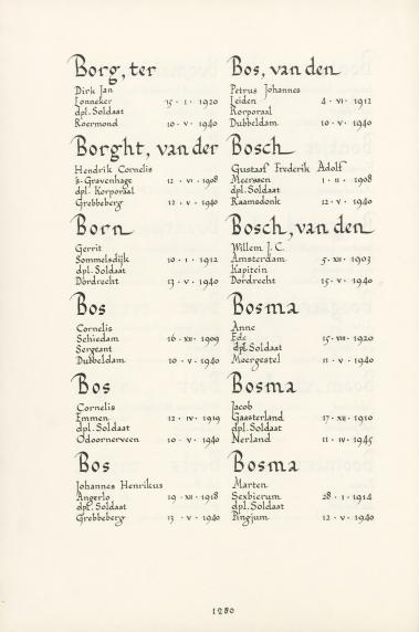 Pagina uit de oorspronkelijke Erelijst