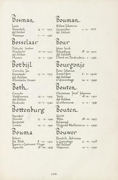 Pagina uit de oorspronkelijke Erelijst