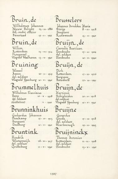 Pagina uit de oorspronkelijke Erelijst