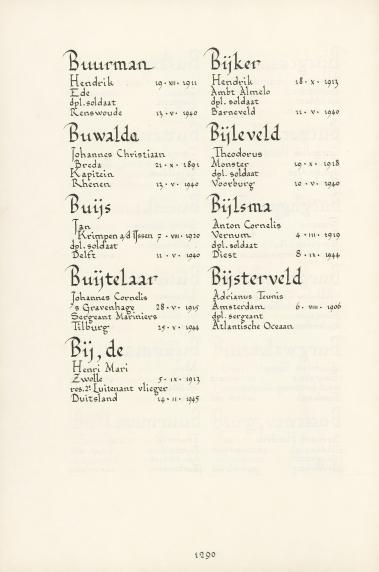 Pagina uit de oorspronkelijke Erelijst