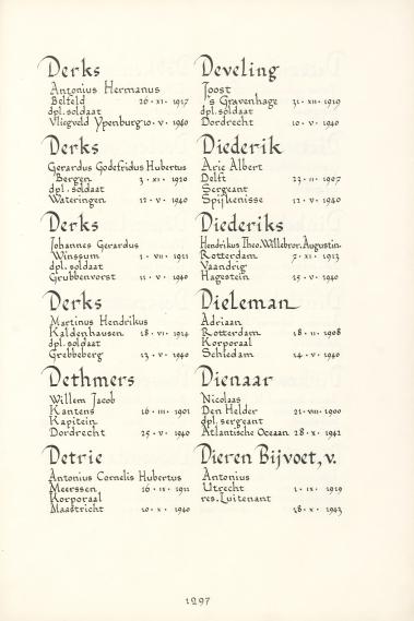 Pagina uit de oorspronkelijke Erelijst