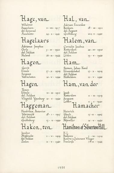 Pagina uit de oorspronkelijke Erelijst